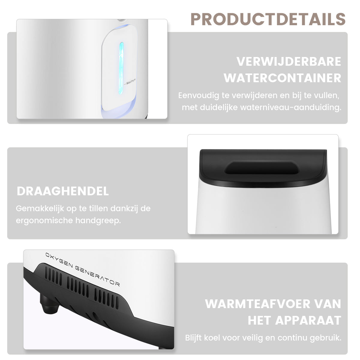 VARON VH-2 zuurstof apparaat voor thuis | 1-7L/min instelbaar, 24 uur in bedrijf, CE-goedgekeurd