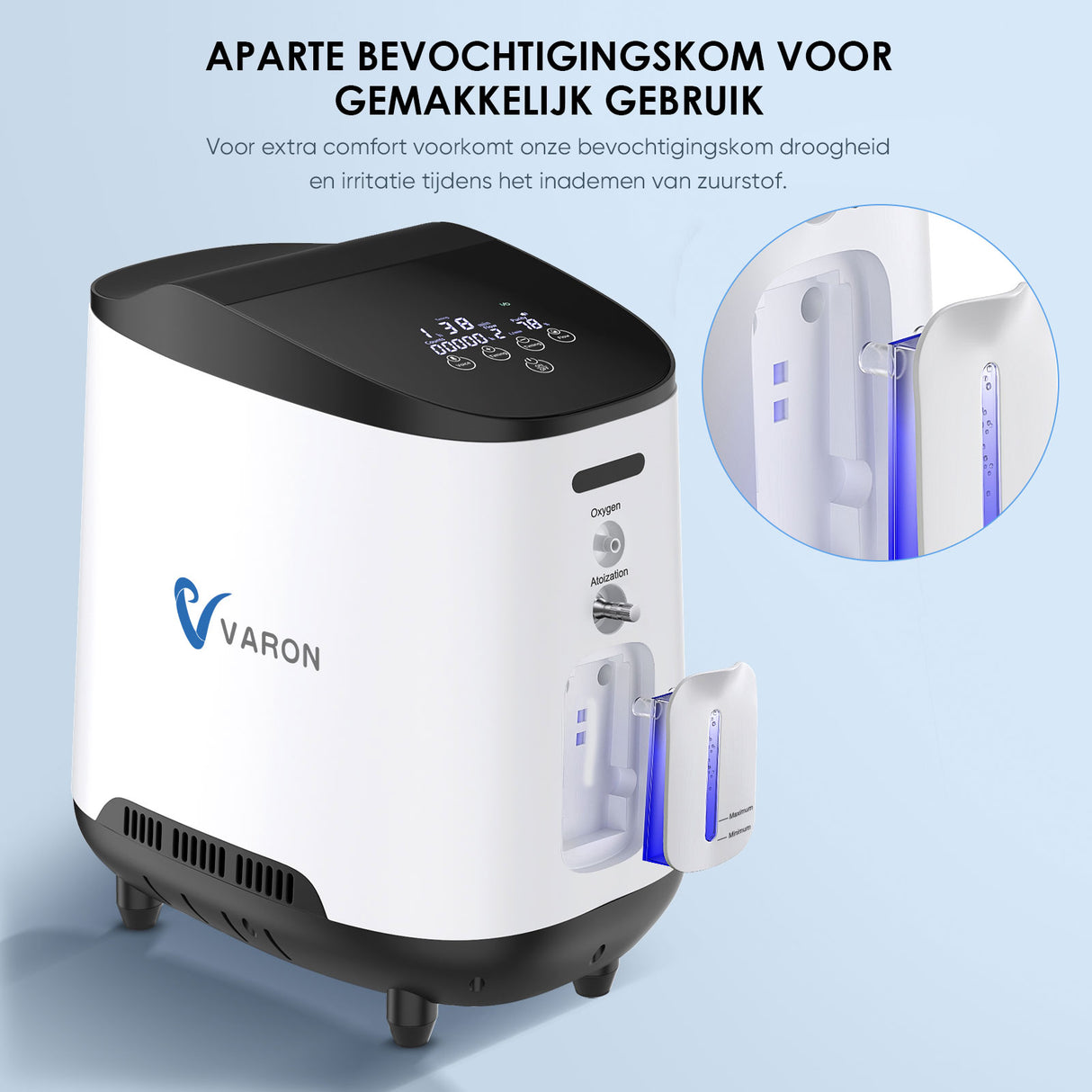 VARON VH-2 zuurstof apparaat voor thuis | 1-7L/min instelbaar, 24 uur in bedrijf, CE-goedgekeurd