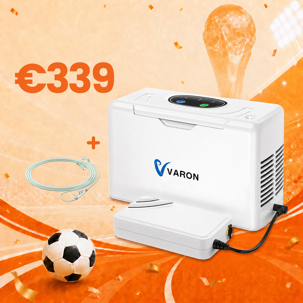 VARON Limited Edition Set: VL-2 Portable Oxygen Concentrator+Replaceable Lithium-Ion Battery+Silicone Nasal Cannula for Oxygen