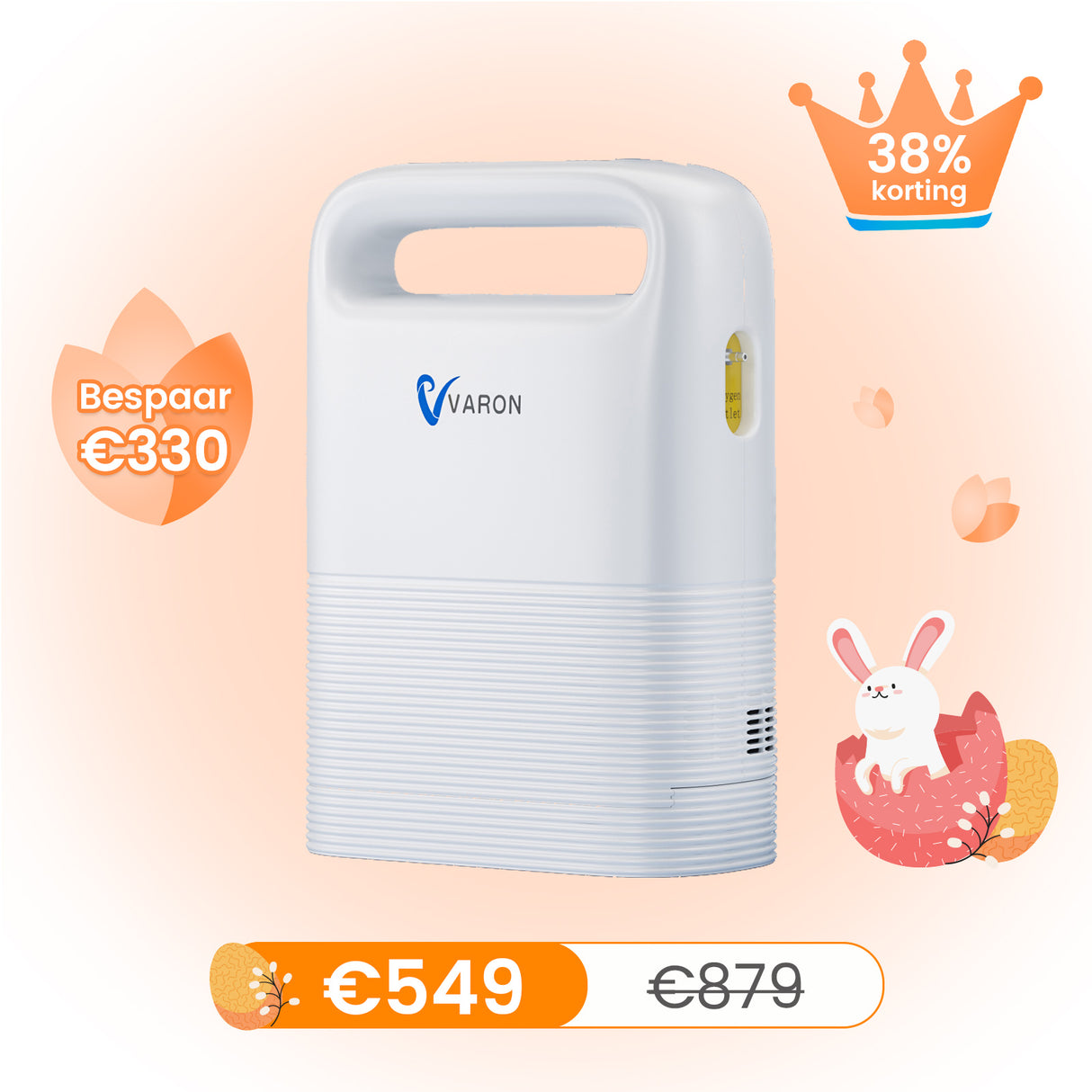 VARON VP-2 Pulse draagbare zuurstofconcentrator | 93% zuurstof, lange batterij, CE-goedgekeurd