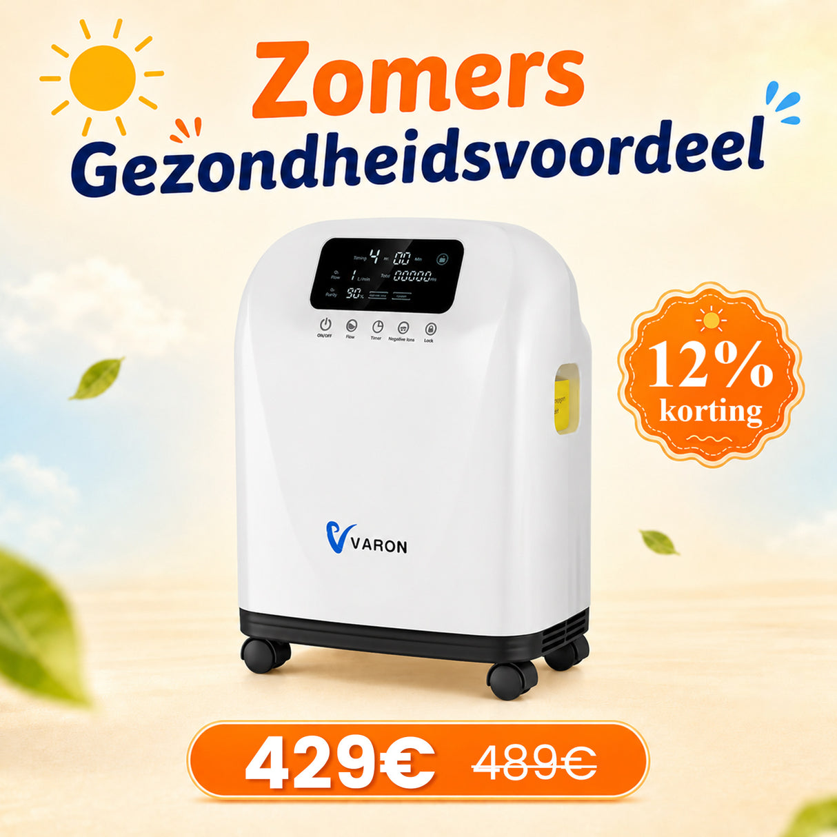 VARON VH-4 Continue-flow zuurstofconcentrator voor thuisgebruik (1-9 instellingen)