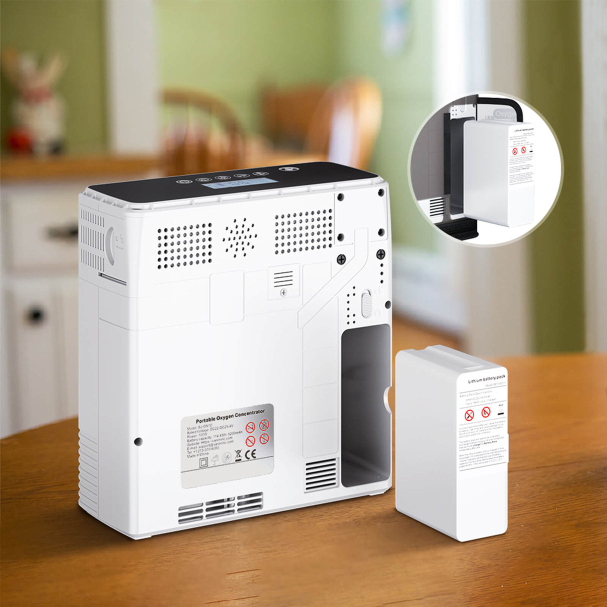 VARON VP-6 Continue Draagbare Zuurstofconcentrator | 1-6L/min Debiet, CE-goedgekeurd