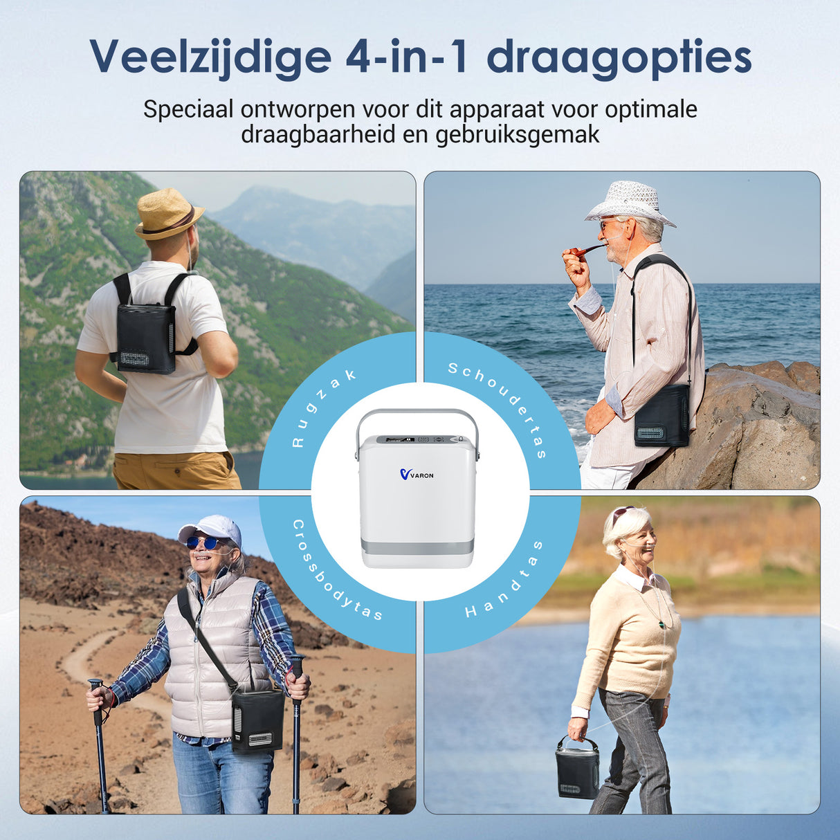 VARON VP-8G Pulse draagbare zuurstofconcentrator 24 uur in bedrijf, CE-goedgekeurd (Voorverkoop)