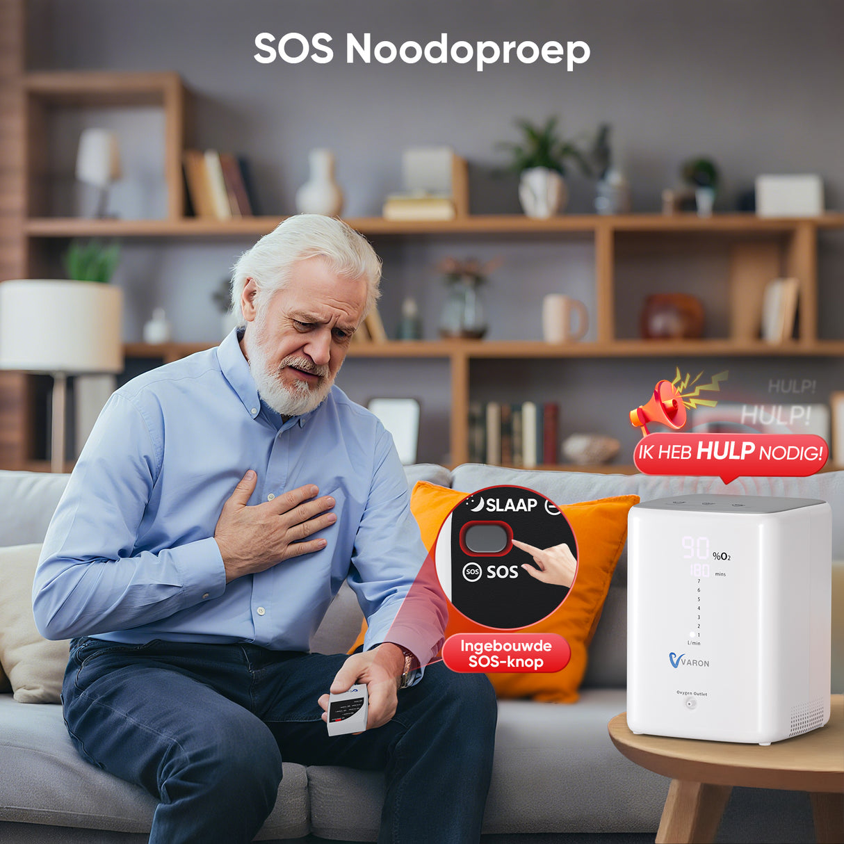 VARON VH-3 Zuurstofconcentrator voor thuisgebruik | 1-7L/min Comfortabele therapie, CE-goedgekeurd