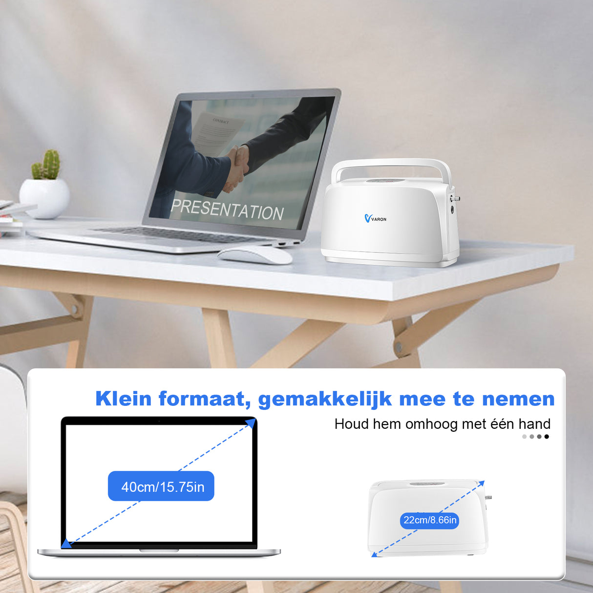 Concentrateur d'oxygène pulsé VARON VL-1 | Idéal pour les personnes à mobilité réduite, homologué CE