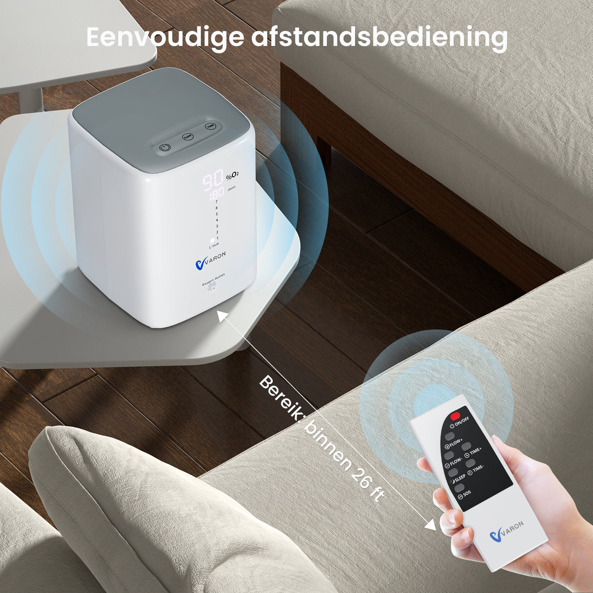 VARON VH-3 Zuurstofconcentrator voor thuisgebruik | 1-7L/min Comfortabele therapie, CE-goedgekeurd