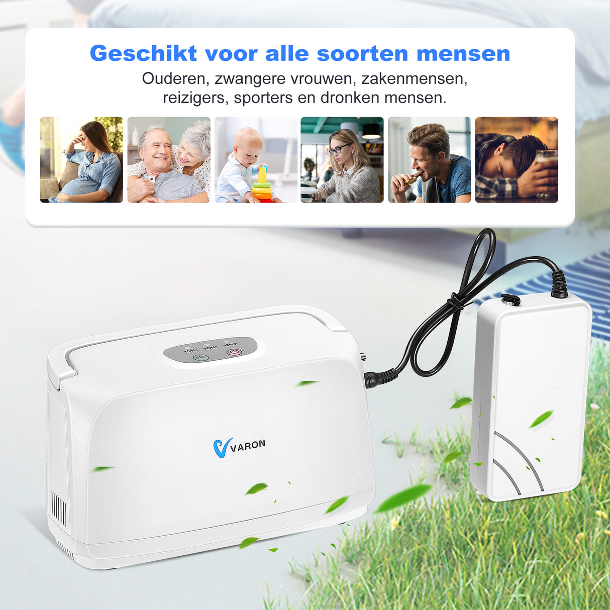 Concentrateur d'oxygène pulsé VARON VL-1 | Idéal pour les personnes à mobilité réduite, homologué CE