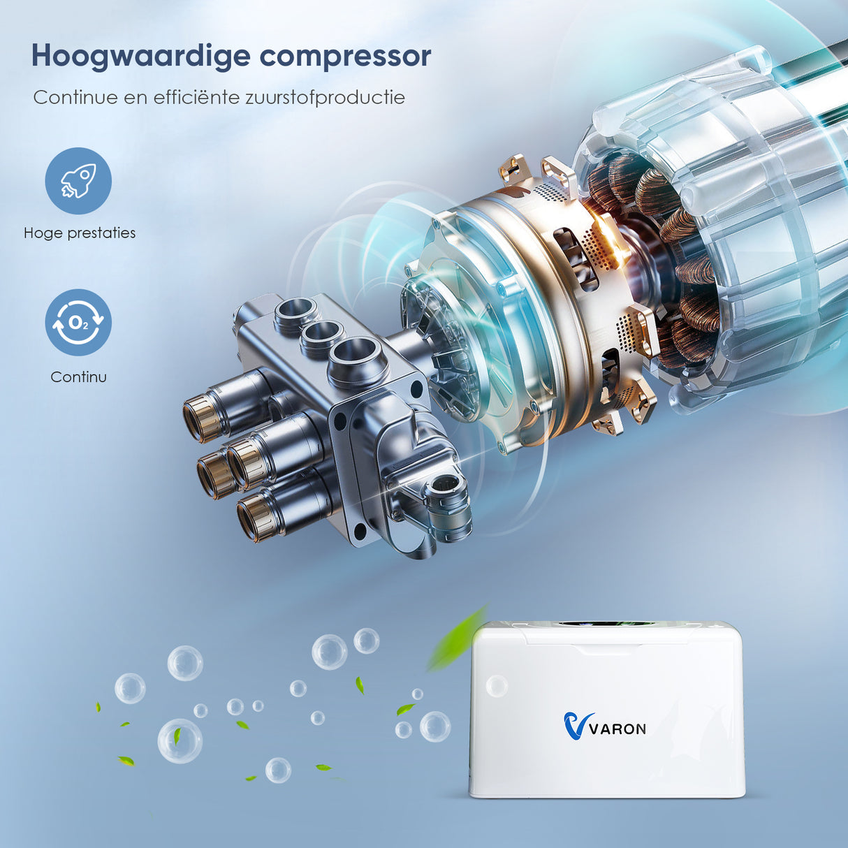 Concentrateur d'oxygène portable continu VARON VL-2 Light 3 L/min, homologué CE