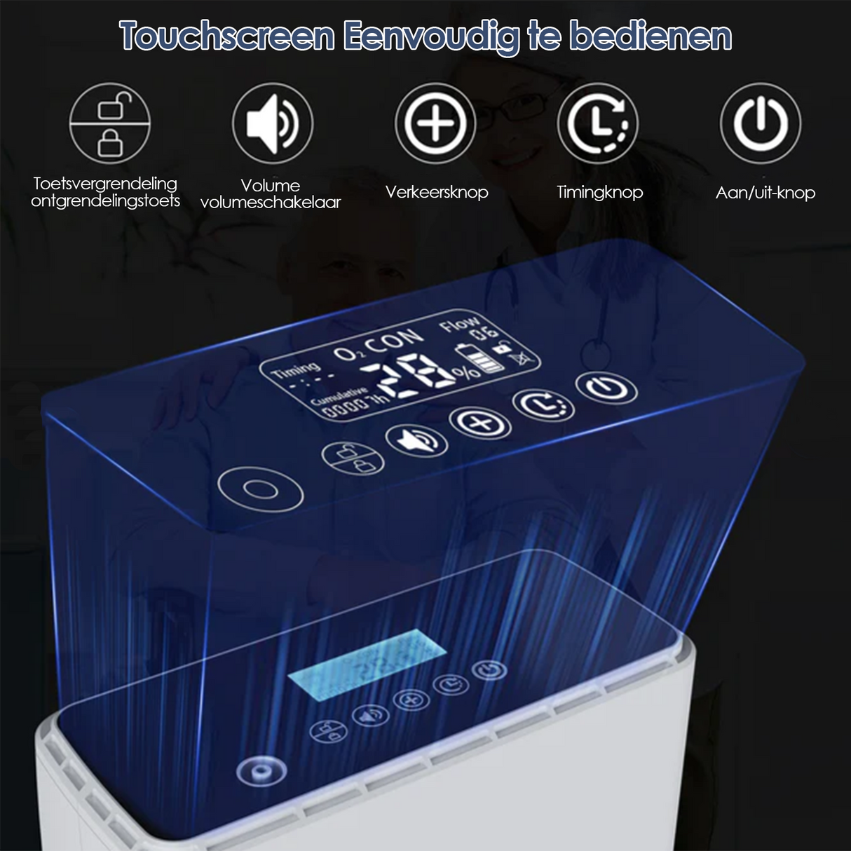 VARON VP-6 Continue Draagbare Zuurstofconcentrator | 1-6L/min Debiet, CE-goedgekeurd