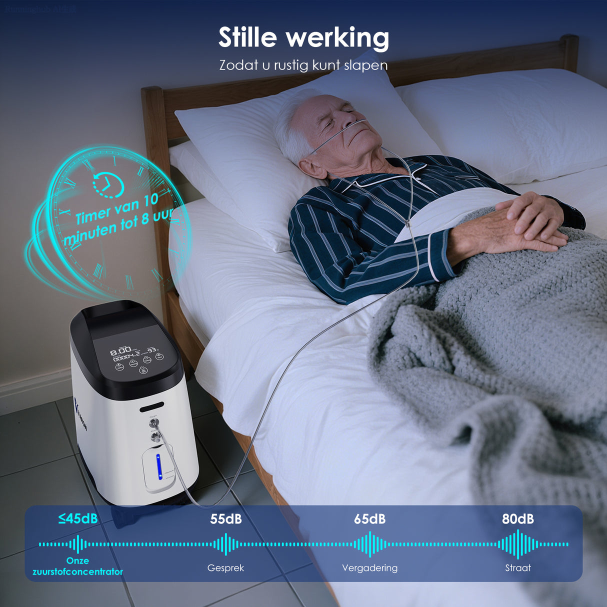 VARON VH-2 PRO zuurstof apparaat voor thuis | 1-9L/min instelbaar, Met wielen voor gemakkelijke verplaatsing, 24 uur in bedrijf, CE-goedgekeurd