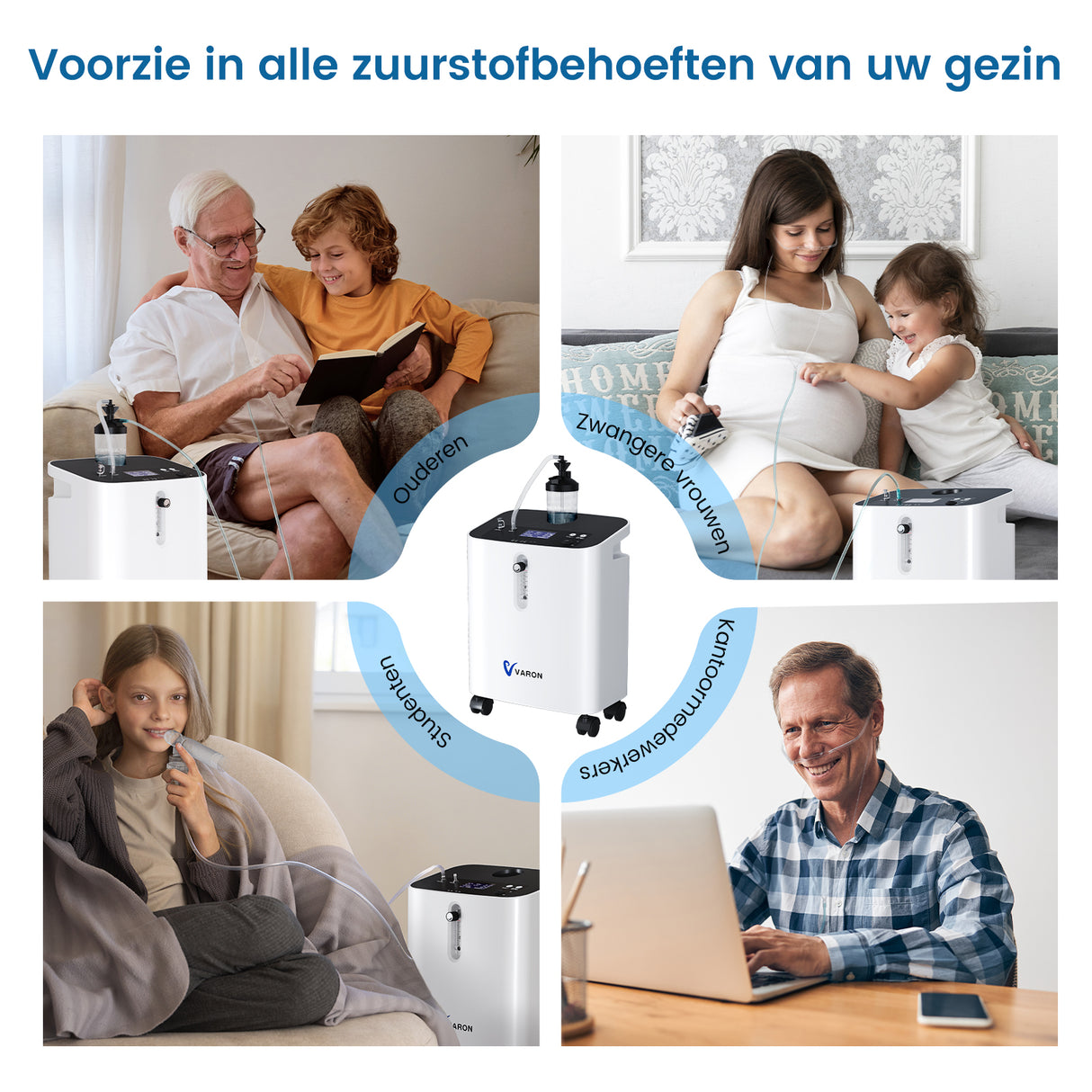 VARON VH-3 PRO zuurstof apparaat voor thuis | 1-10L/min Instelbaar, Vernevelaarfunctie, Stille Therapie, CE-goedgekeurd