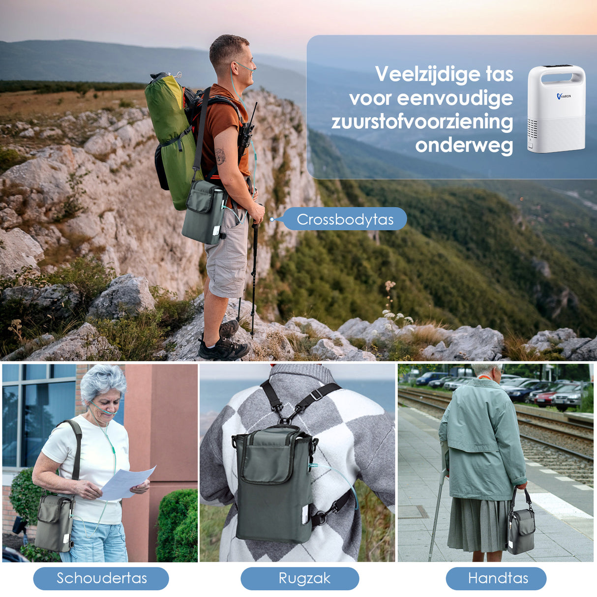 VARON VP-2 Pulse draagbare zuurstofconcentrator | 93% zuurstof, lange batterij, CE-goedgekeurd