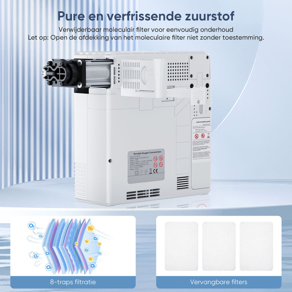 VARON VP-6 Continuous Portable Oxygen Concentrator | 1-6 L/min Flow Rate, CE Approved