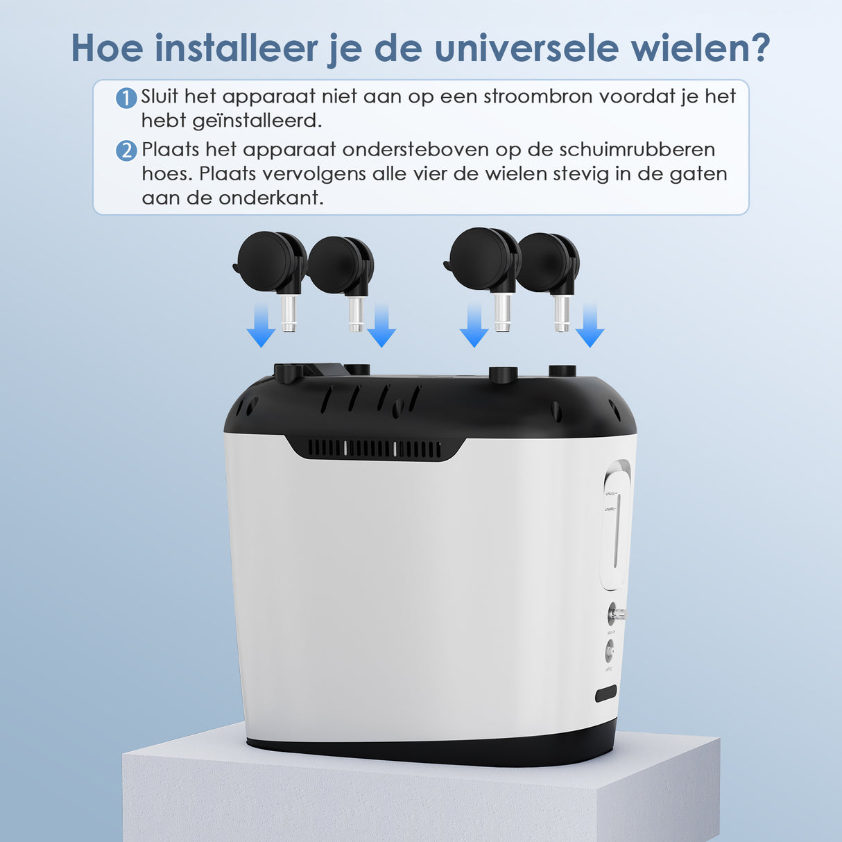 VARON VH-2 PRO zuurstof apparaat voor thuis | 1-9L/min instelbaar, Met wielen voor gemakkelijke verplaatsing, 24 uur in bedrijf, CE-goedgekeurd