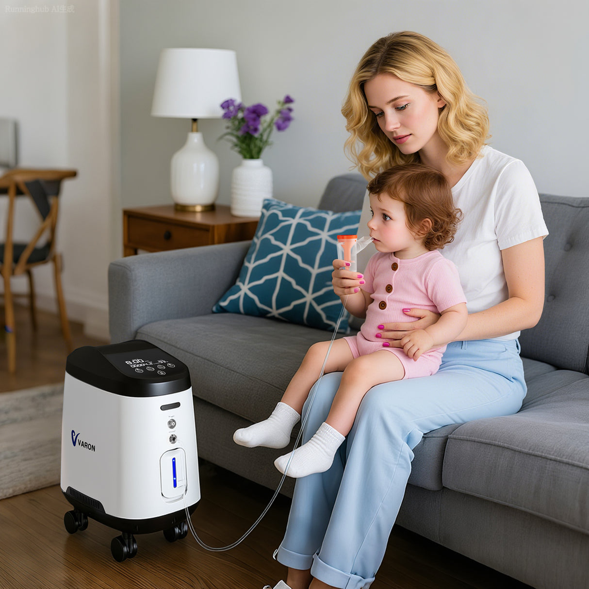 VARON VH-2 PRO zuurstof apparaat voor thuis | 1-9L/min instelbaar, Met wielen voor gemakkelijke verplaatsing, 24 uur in bedrijf, CE-goedgekeurd
