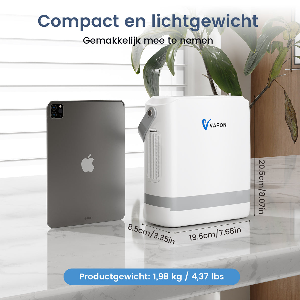 Concentrateur d'oxygène portable VARON VP-8G Pulse, fonctionnement 24 heures sur 24, homologué CE