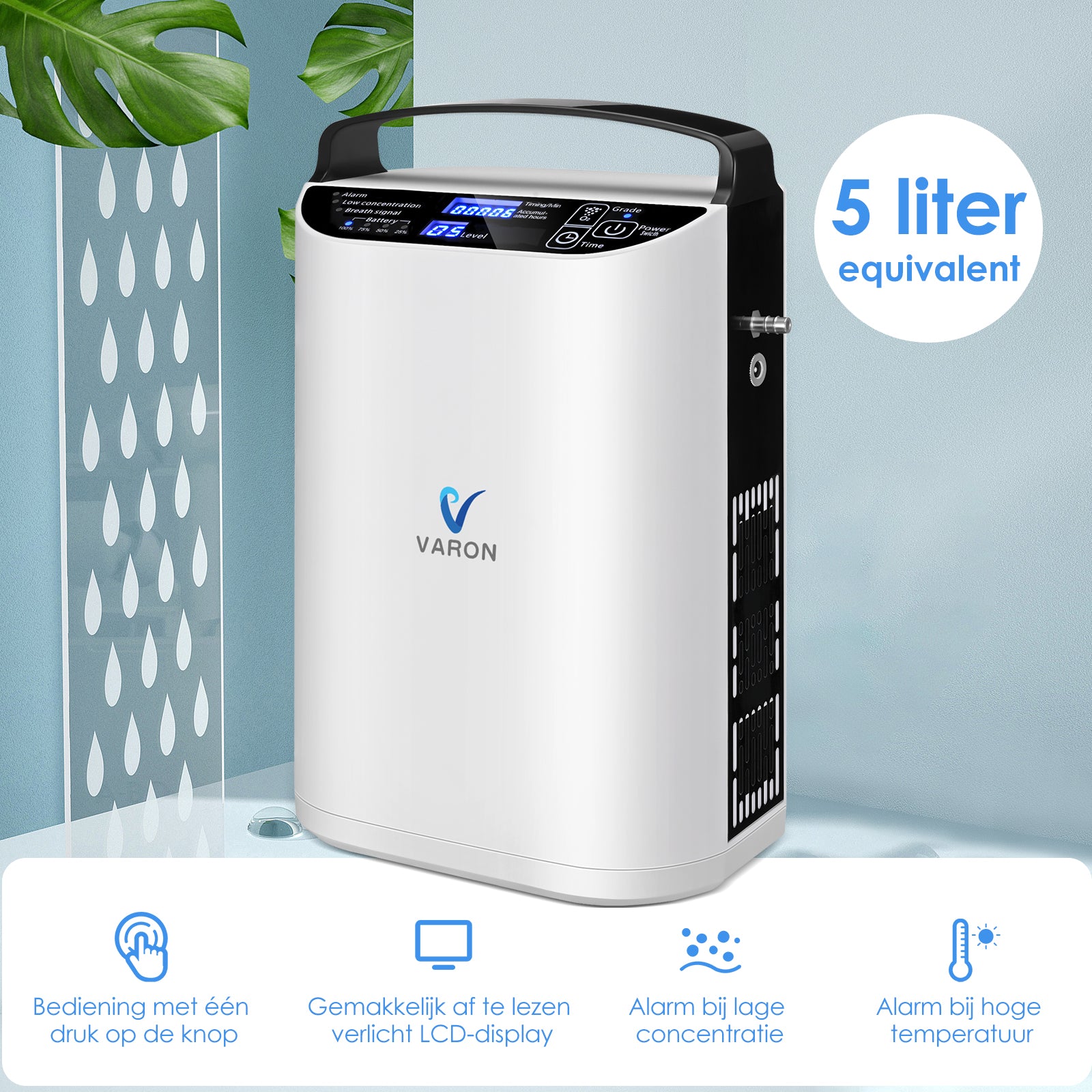 VARON VP-1 Pulse draagbare zuurstofconcentrator 24 uur in bedrijf, CE-goedgekeurd