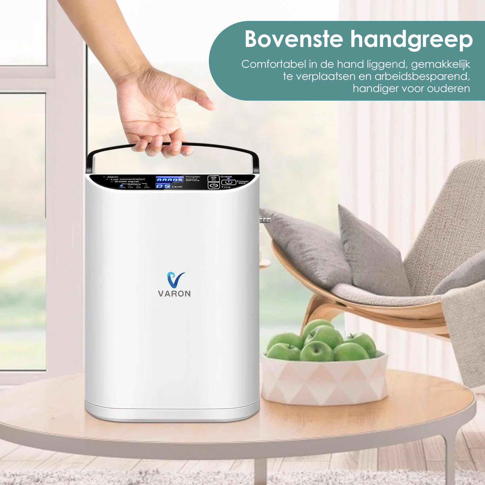 VARON VP-1 Pulse draagbare zuurstofconcentrator 24 uur in bedrijf, CE-goedgekeurd