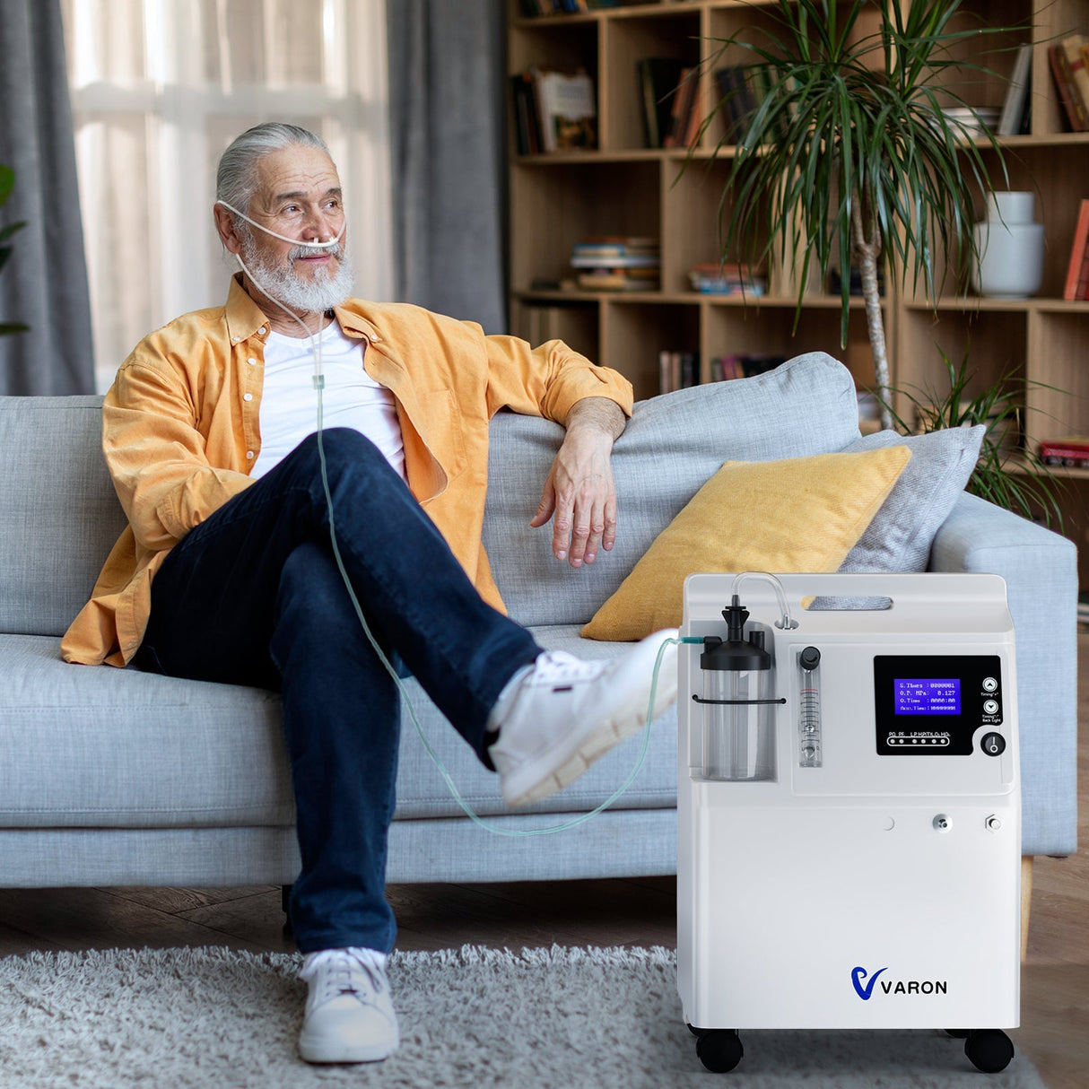 VARON Serene 5L zuurstofconcentrator met laag geluidsniveau en 72 uur werking FDA goedgekeurd