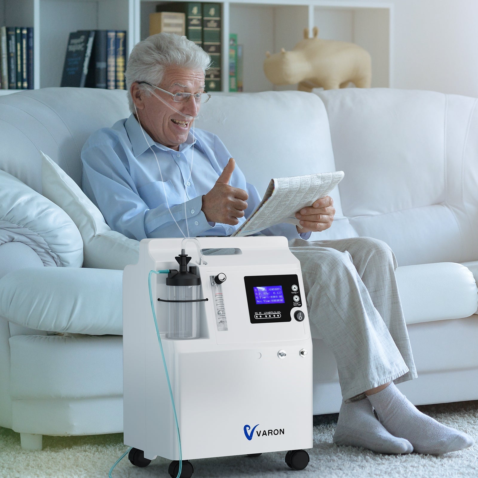 VARON Serene 5L zuurstofconcentrator met laag geluidsniveau en 72 uur werking FDA goedgekeurd