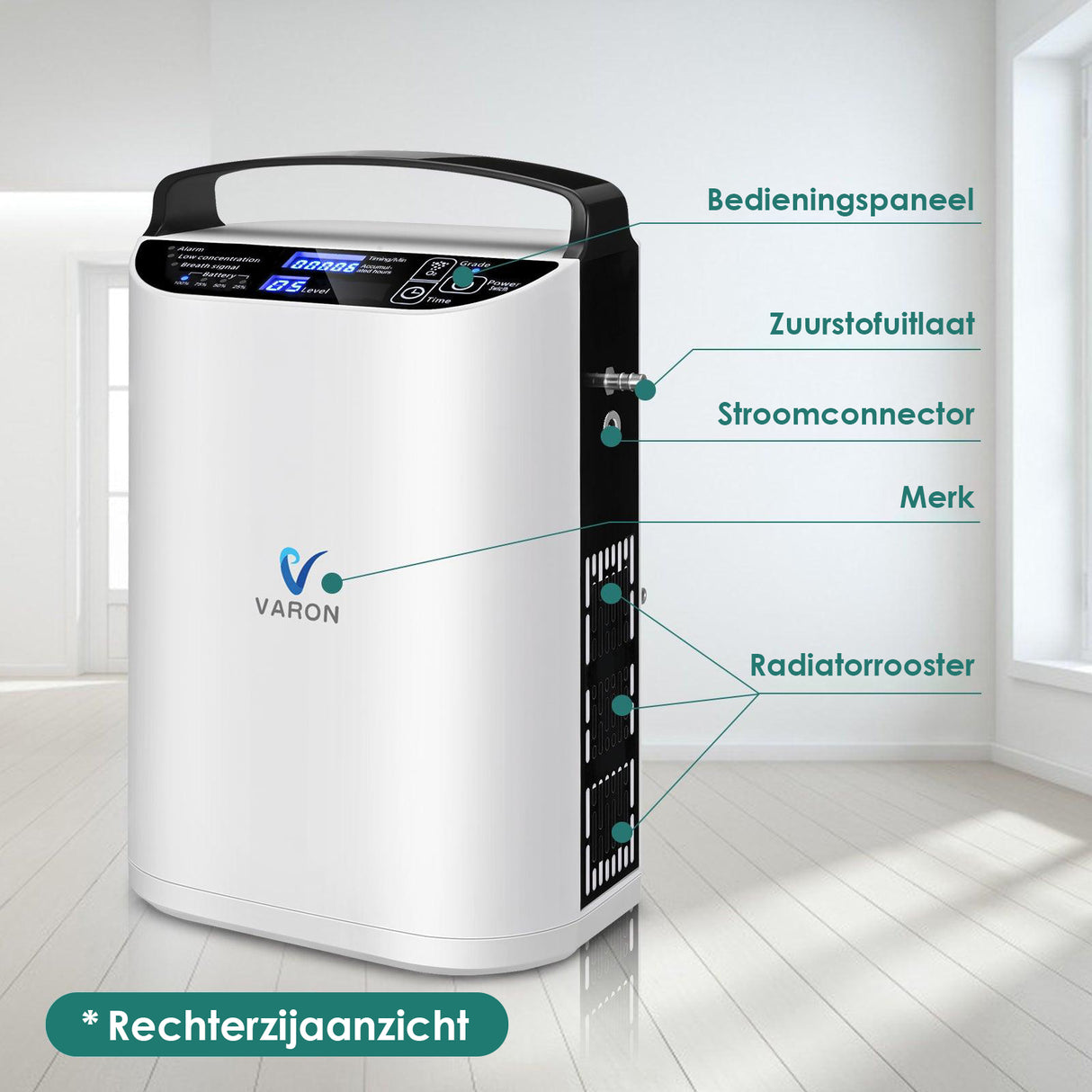 VARON VP-1 Pulse draagbare zuurstofconcentrator 24 uur in bedrijf, CE-goedgekeurd