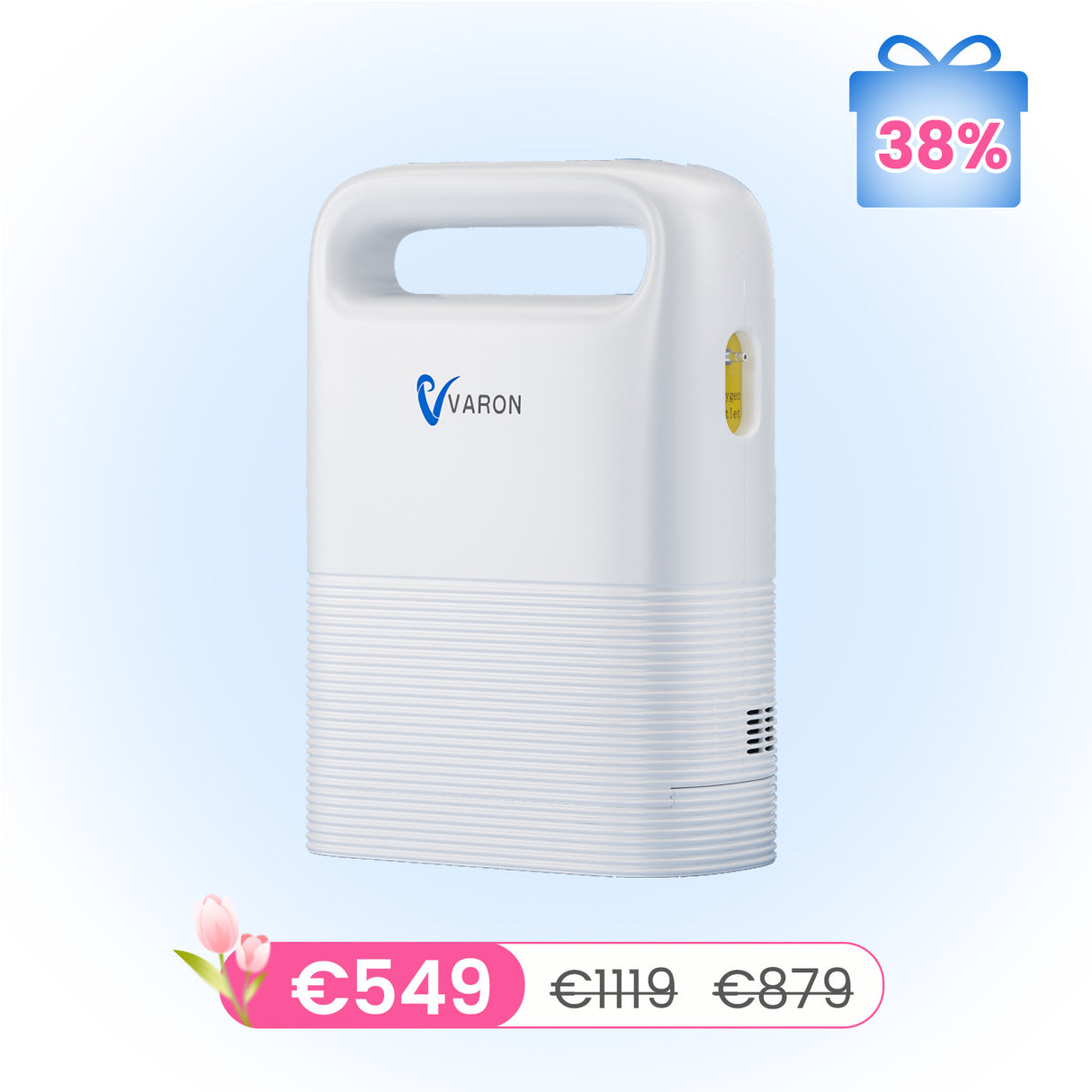 VARON VP-2 Pulse draagbare zuurstofconcentrator | 93% zuurstof, lange batterij, CE-goedgekeurd