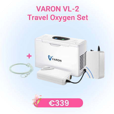 VARON Beperkte oplage set：VL-2 draagbare zuurstofconcentrator+Vervangbare lithium-ion batterij+Canule nasale en silicone pour oxygène