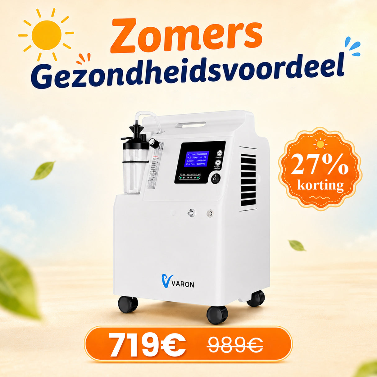 VARON Serene 5L zuurstof apparaat voor thuis met laag geluidsniveau en 72 uur werking FDA goedgekeurd
