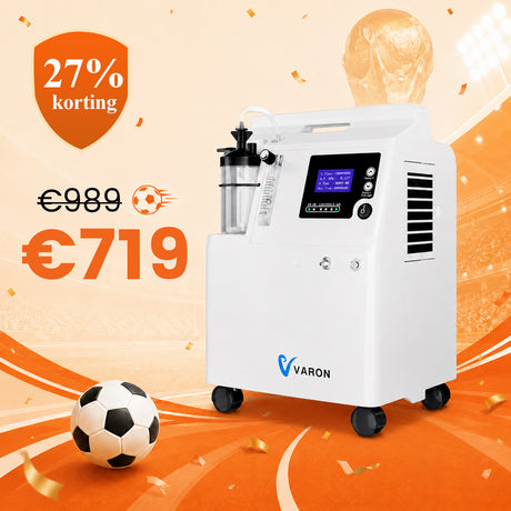 Dispositif d'oxygénothérapie à domicile VARON Serene 5L, silencieux et d'une autonomie de 72 heures, approuvé par la FDA.