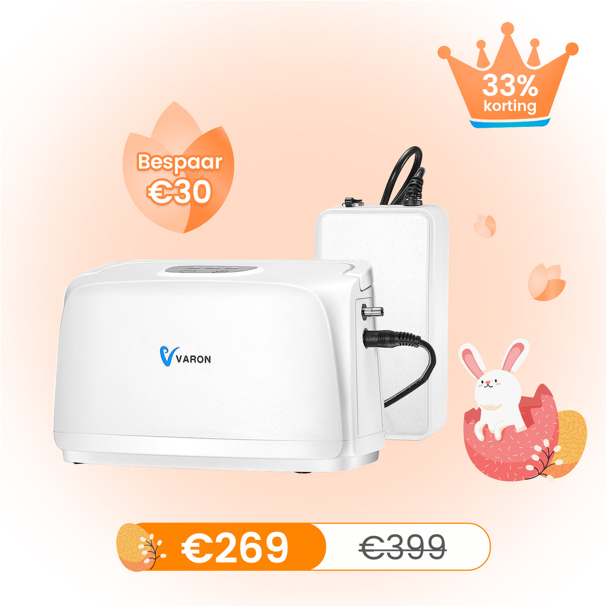 Concentrateur d'oxygène pulsé VARON VL-1 | Idéal pour les personnes à mobilité réduite, homologué CE