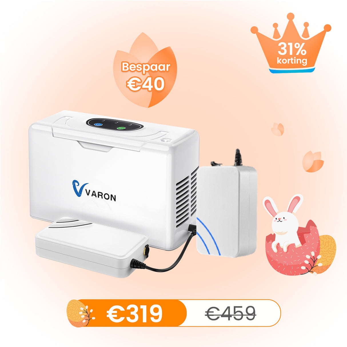 VARON VL-2 Light 3 l/min continue draagbare zuurstofconcentrator, CE-goedgekeurd