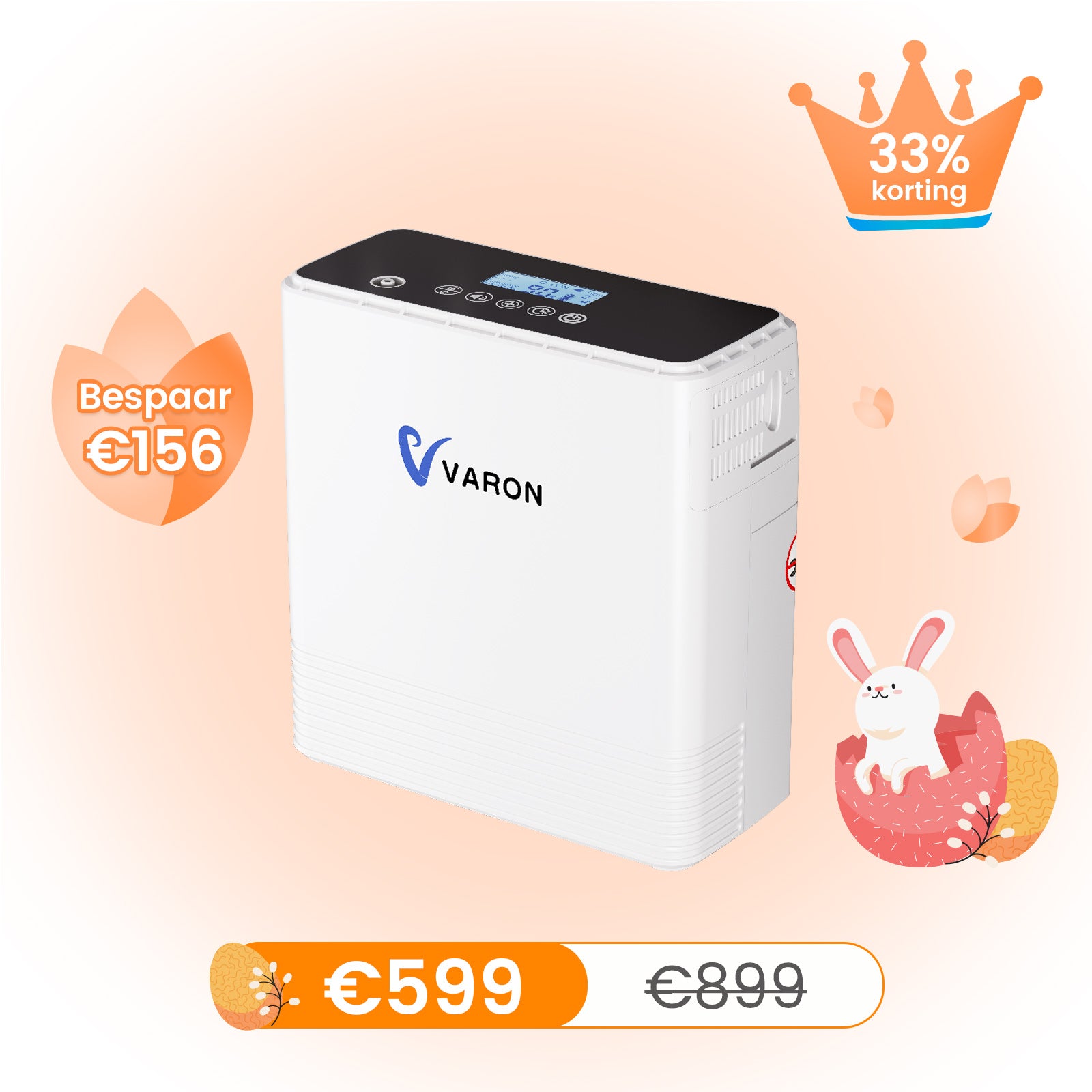 VARON VP-6 Continuous Portable Oxygen Concentrator | 1-6 L/min Flow Rate, CE Approved