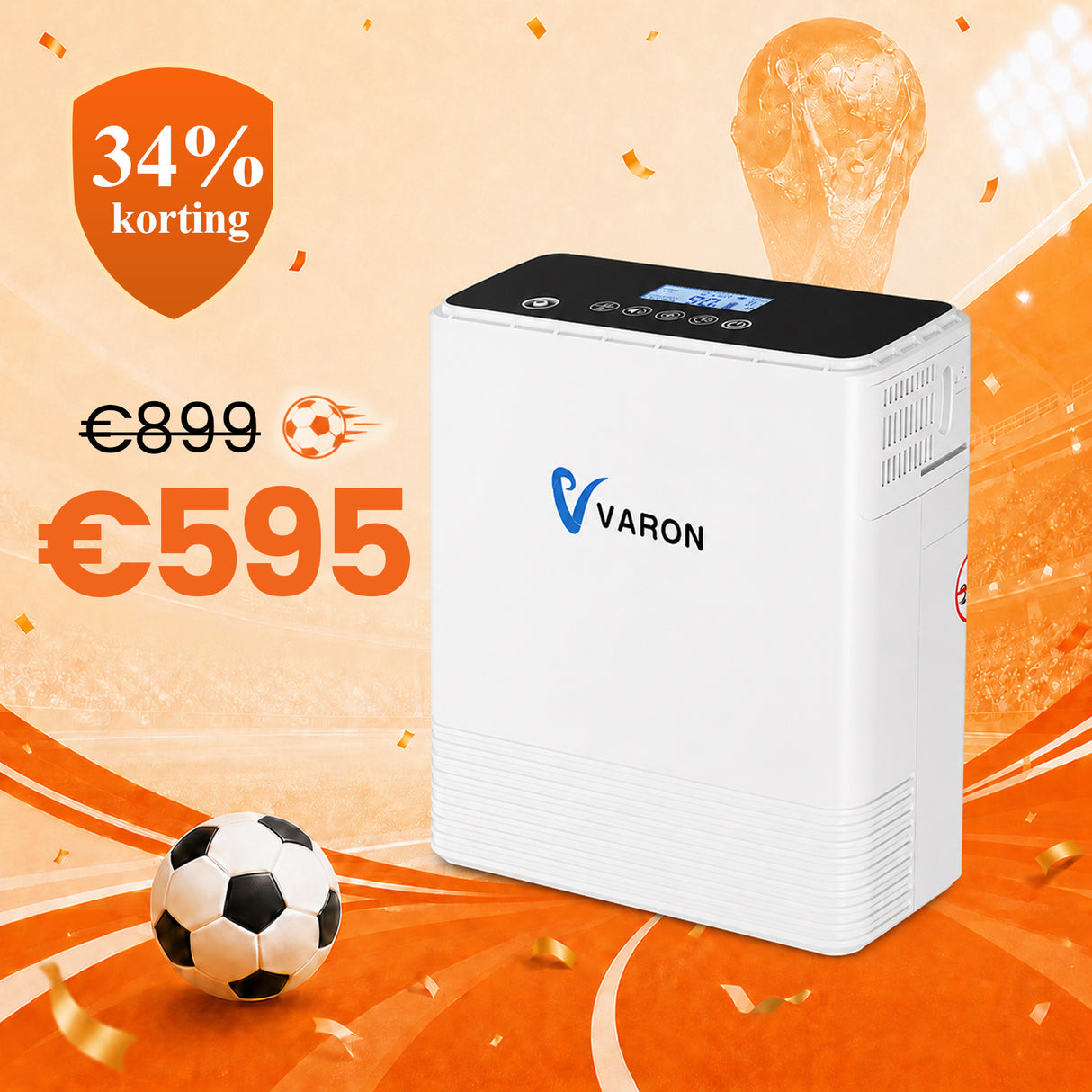 VARON VP-6 Continuous Portable Oxygen Concentrator | 1-6 L/min Flow Rate, CE Approved