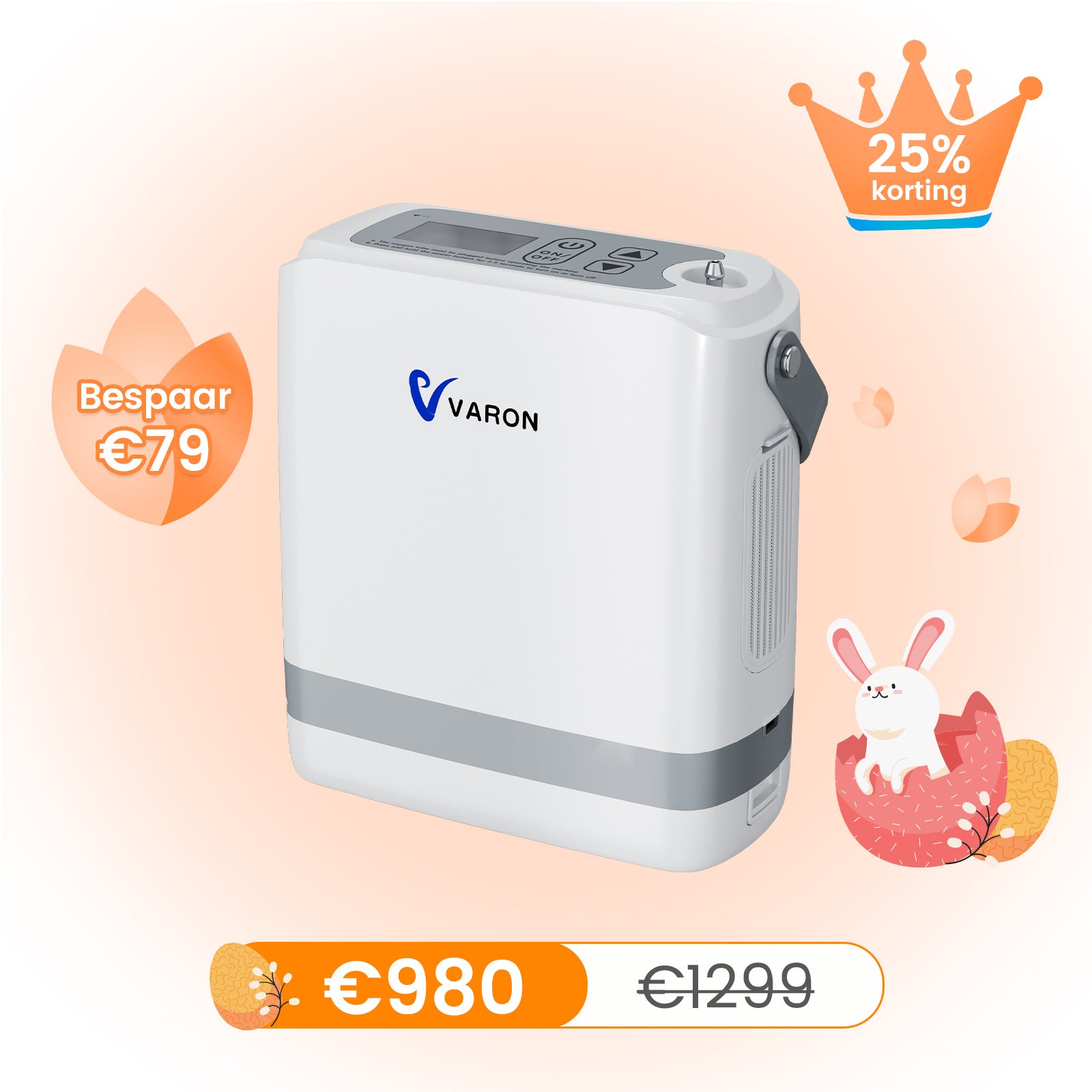 VARON VP-8G Pulse portable oxygen concentrator, 24-hour operation, CE approved