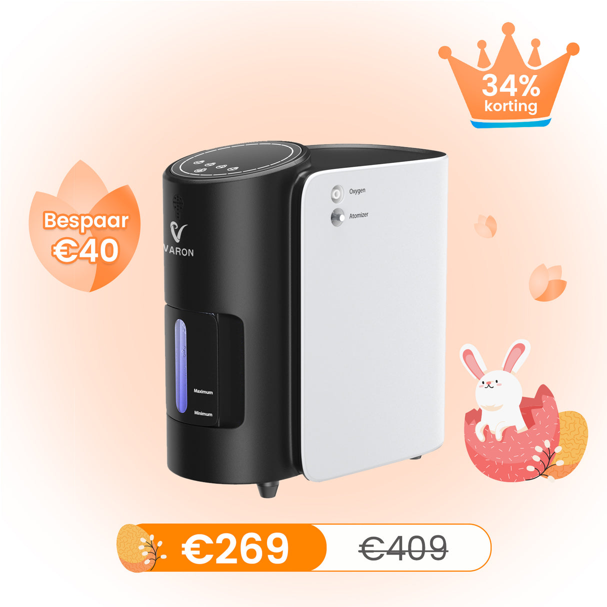 VARON VH-1 zuurstof apparaat voor thuis | 1-7L/min, Vital Senior Health, CE-goedgekeurd