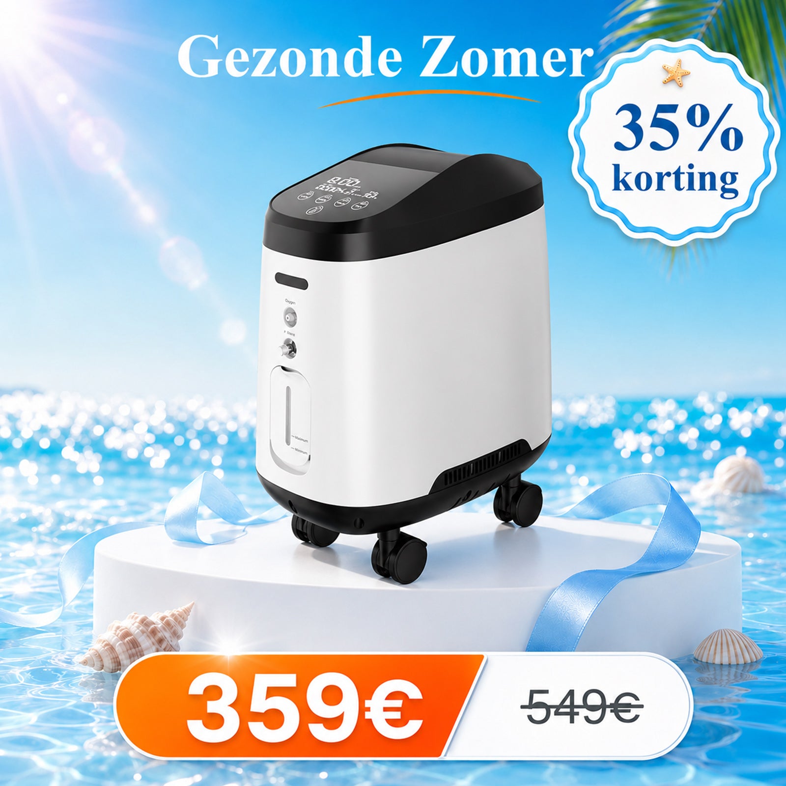 VARON VH-2 PRO zuurstof apparaat voor thuis | 1-9L/min instelbaar, Met wielen voor gemakkelijke verplaatsing, 24 uur in bedrijf, CE-goedgekeurd