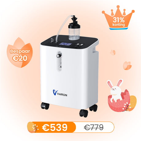 VARON VH-3 PRO zuurstof apparaat voor thuis | 1-10L/min Instelbaar, Vernevelaarfunctie, Stille Therapie, CE-goedgekeurd
