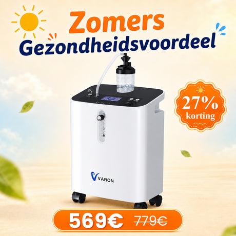 VARON VH-3 PRO zuurstof apparaat voor thuis | 1-10L/min Instelbaar, Vernevelaarfunctie, Stille Therapie, CE-goedgekeurd