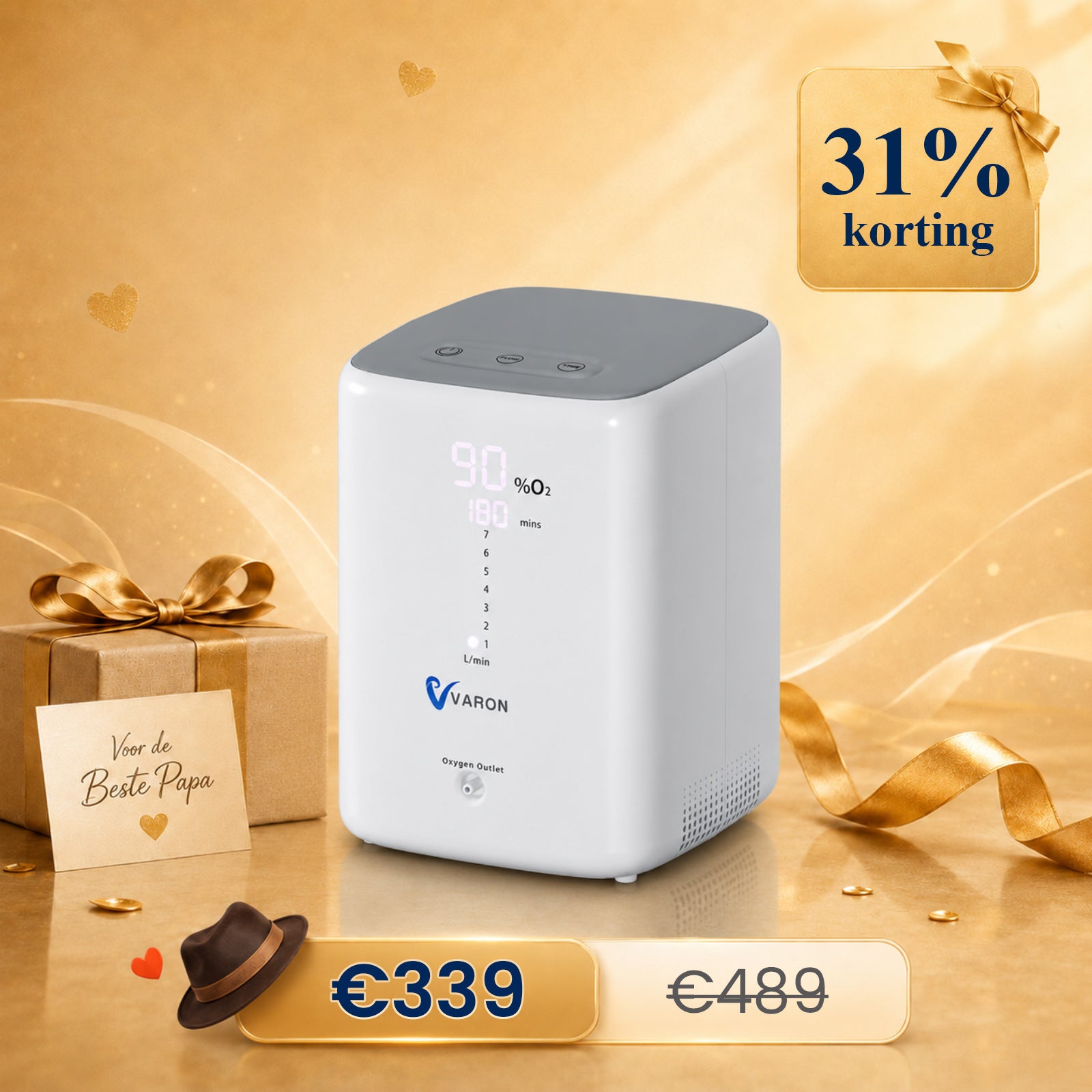 VARON VH-3 Home Oxygen Concentrator | 1-7 L/min Comfortable therapy, CE approved