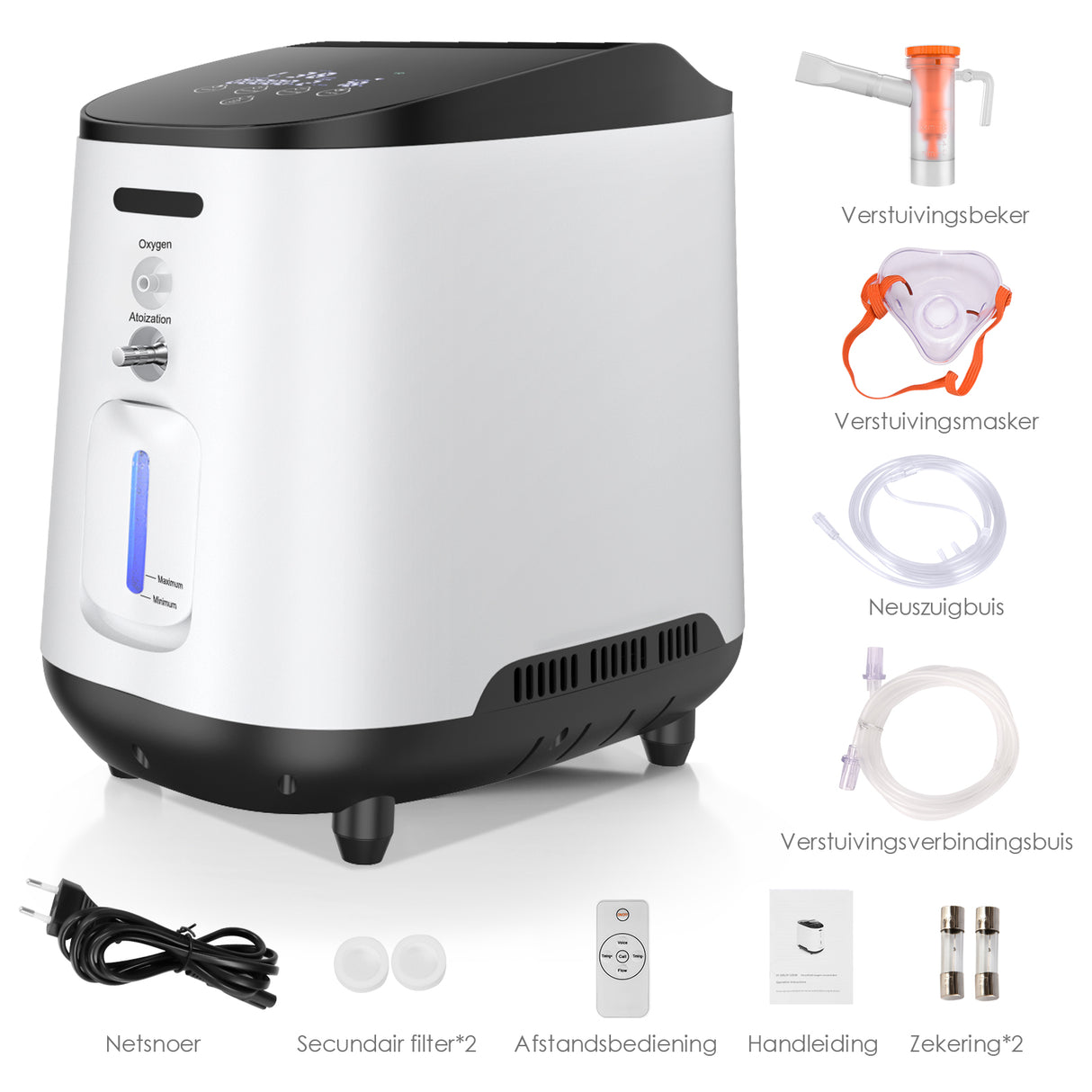 VARON VH-2 Zuurstofconcentrator voor thuisgebruik | 1-7L/min instelbaar, 24 uur in bedrijf, CE-goedgekeurd