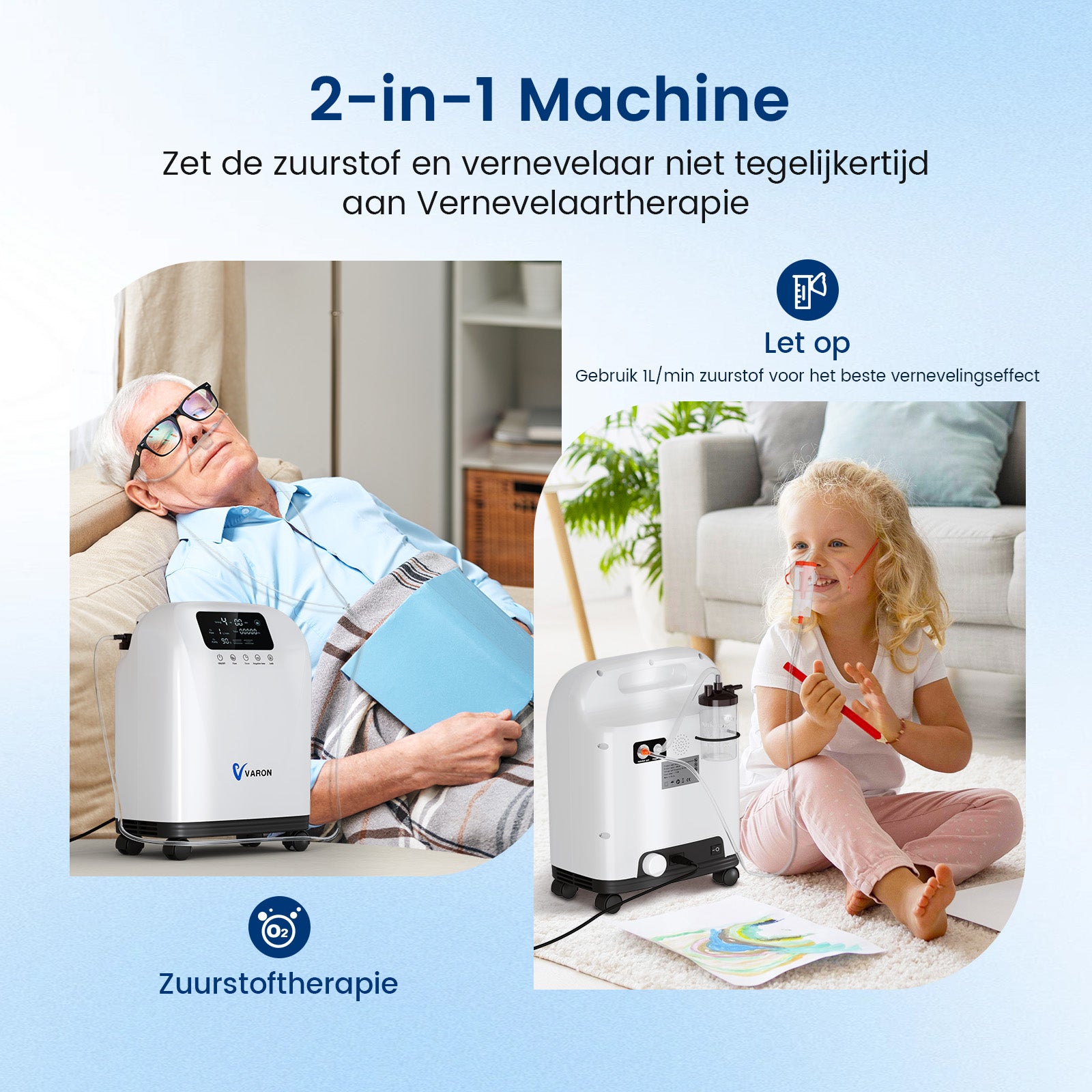 VARON VH-3 Home Oxygen Concentrator | 1-7 L/min Comfortable therapy, CE approved