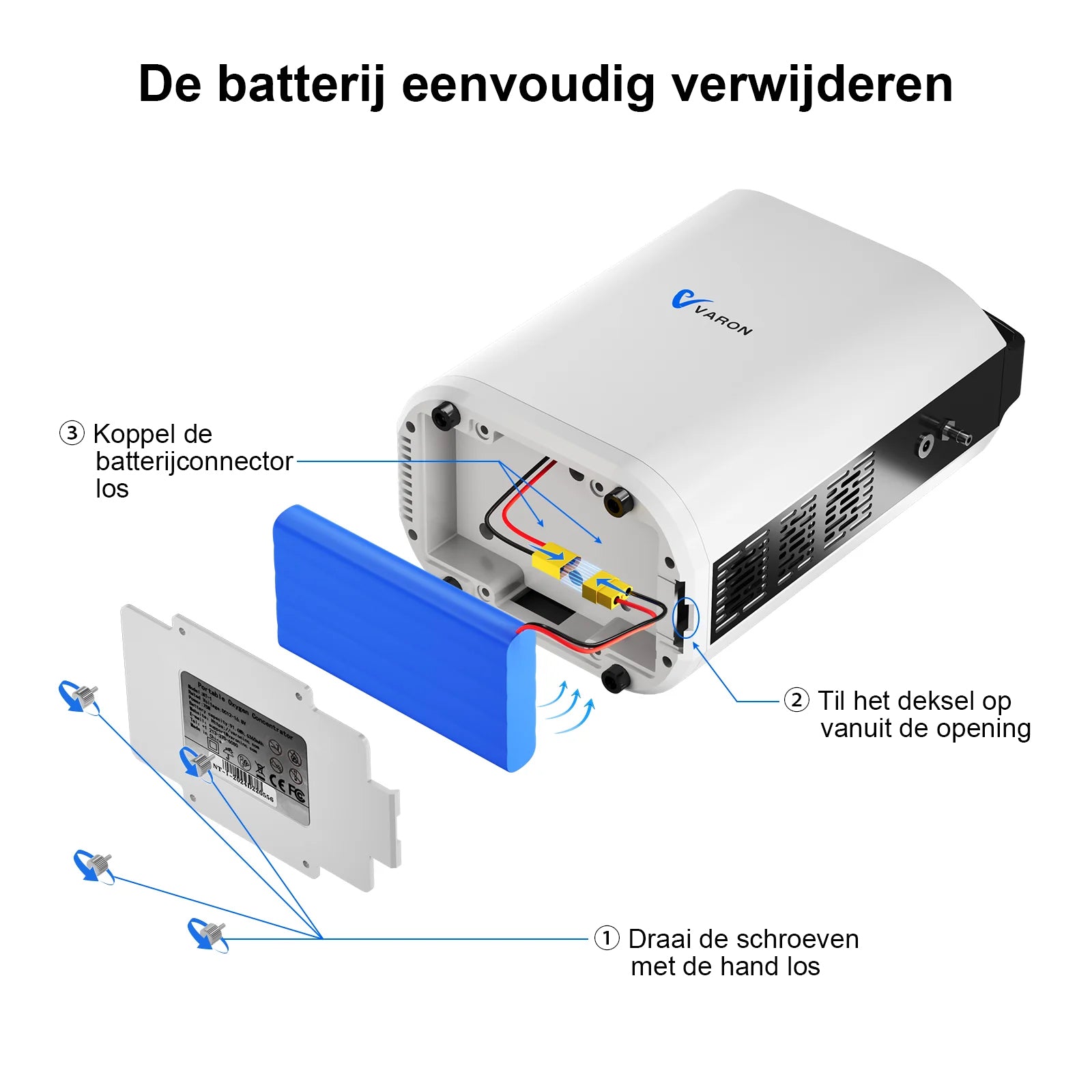 VARON VP-1 Pulse draagbare zuurstofconcentrator 24 uur in bedrijf, CE-goedgekeurd
