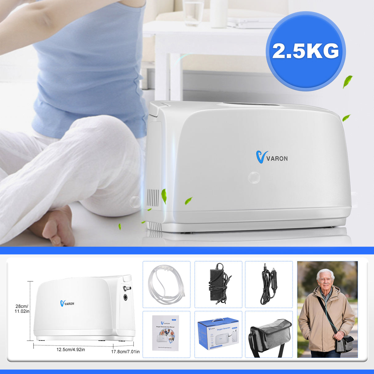 VARON VL-1 Puls Zuurstofconcentrator | Ideaal voor Mobiliteit, CE-goedgekeurd