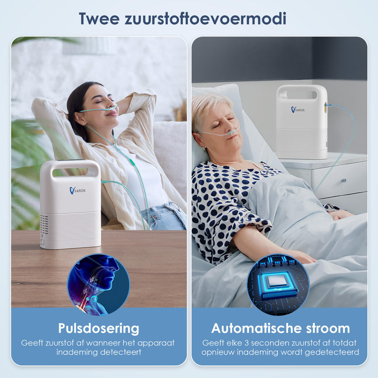 VARON VP-2 Pulse draagbare zuurstofconcentrator | 93% zuurstof, lange batterij, CE-goedgekeurd