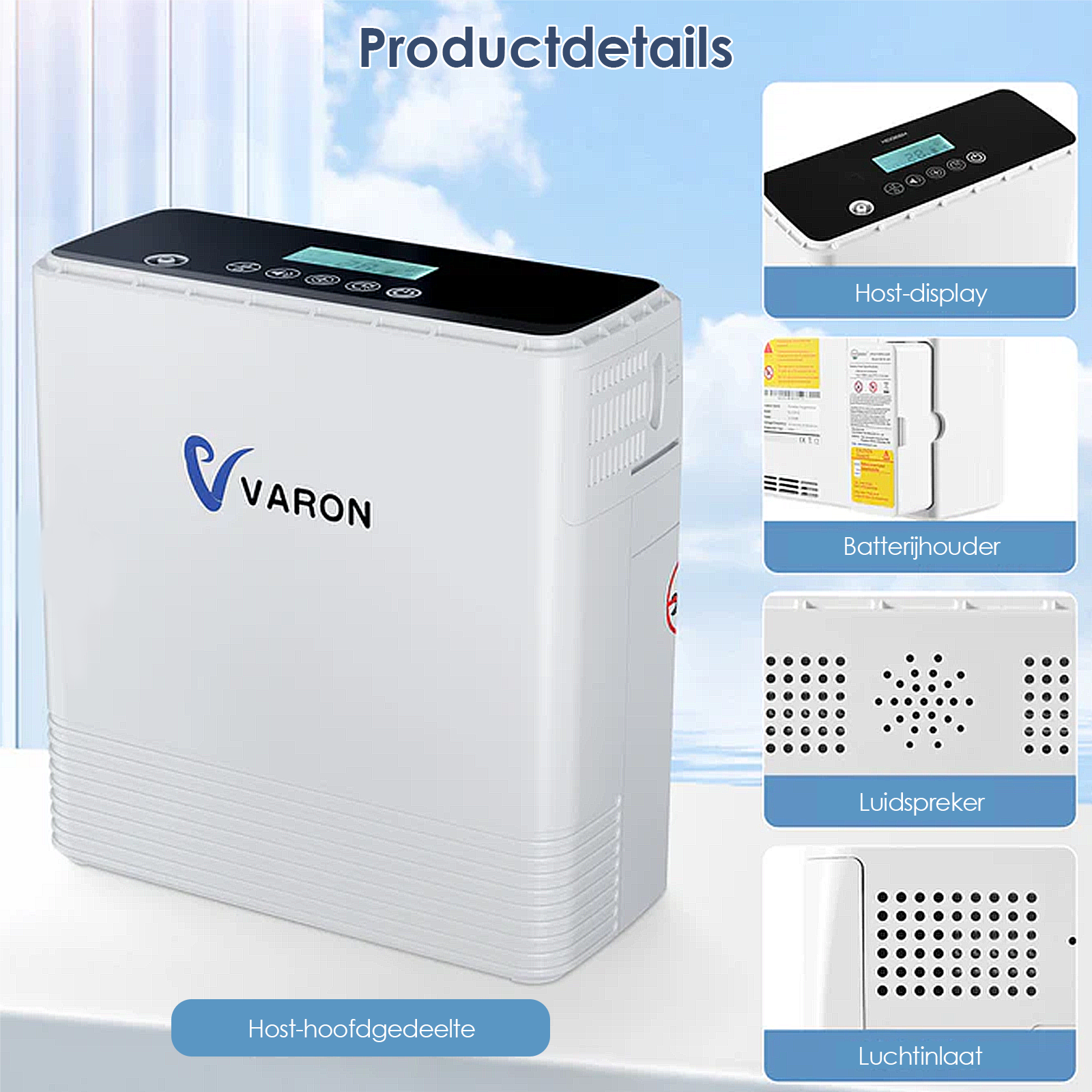 VARON VP-6 Continue Draagbare Zuurstofconcentrator | 1-6L/min Debiet, CE-goedgekeurd
