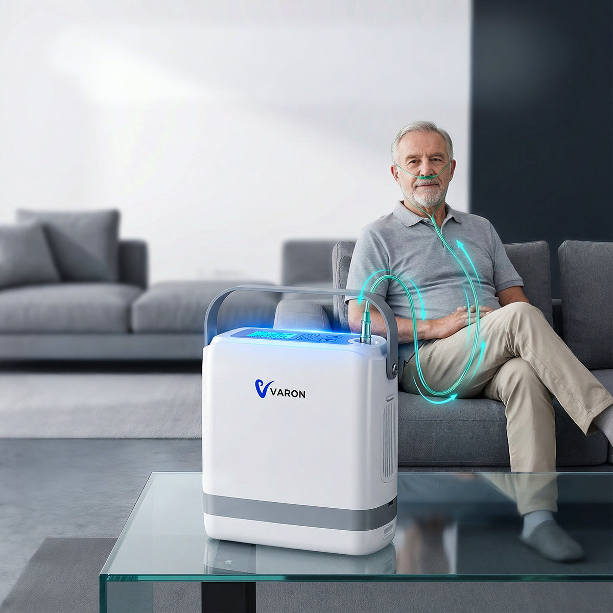 VARON VP-8G draagbare zuurstofgenerator voor thuis en buitenshuis Title: Thuis en Buitenshuis - Flexibele zuurstoftherapie waar u ook bent