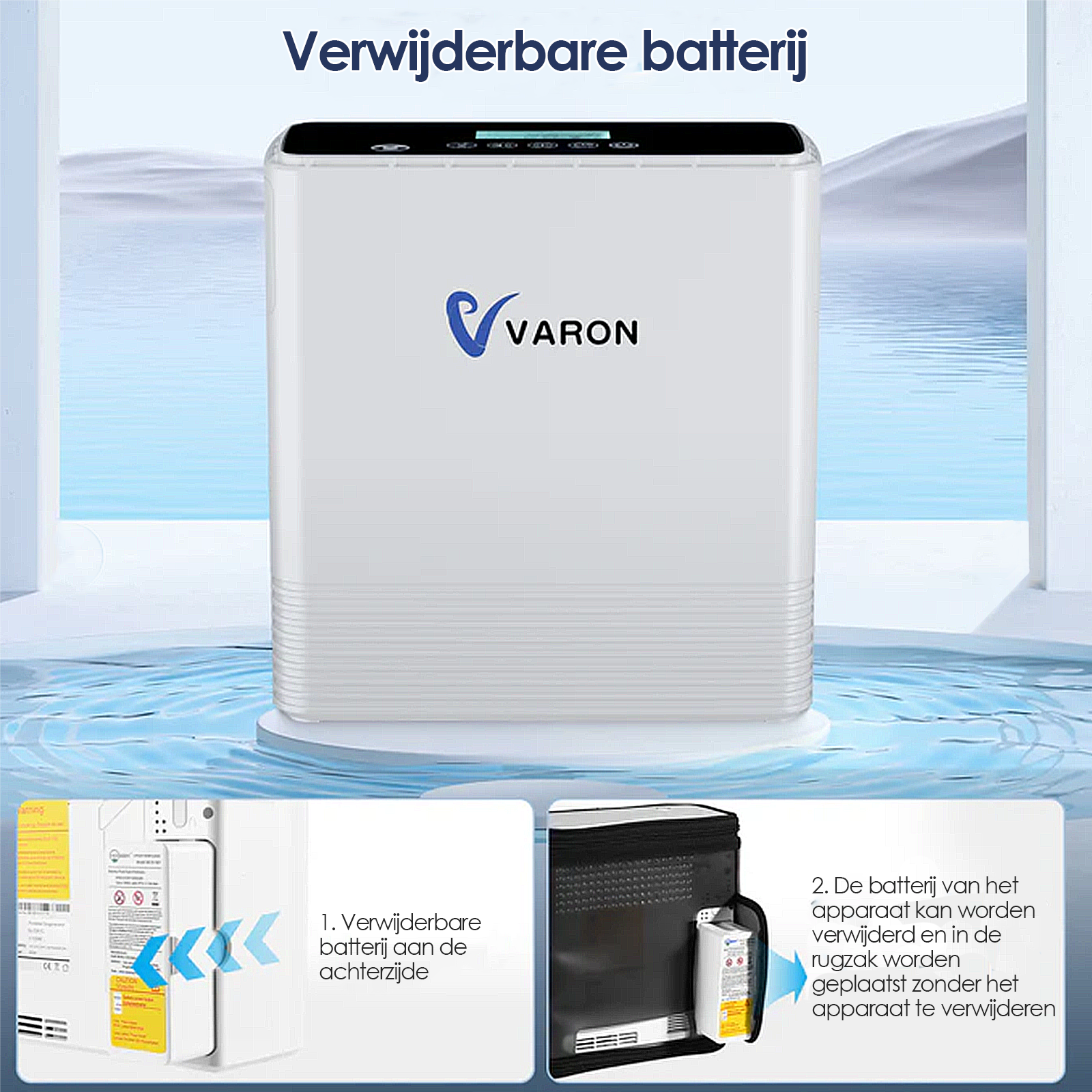 VARON VP-6 Continue Draagbare Zuurstofconcentrator | 1-6L/min Debiet, CE-goedgekeurd