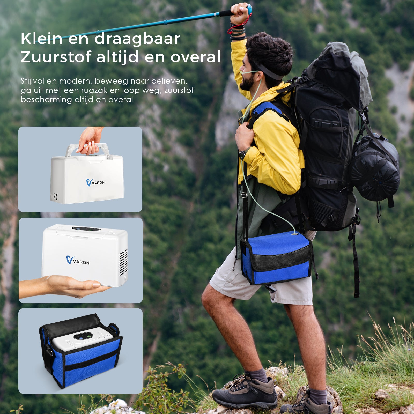 VARON VL-2 Light 3 l/min continue draagbare zuurstofconcentrator, CE-goedgekeurd