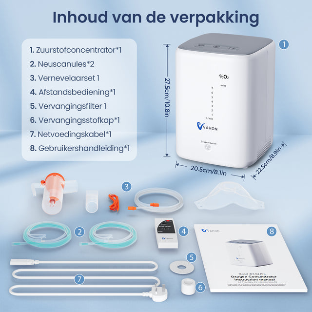 VARON VH-3 lichtgewicht zuurstofconcentrator 4,8 kg gemakkelijk te verplaatsen Title: Lichtgewicht en Mobiel - Slechts 4,8 kg, gemakkelijk van kamer naar kamer te verplaatsen