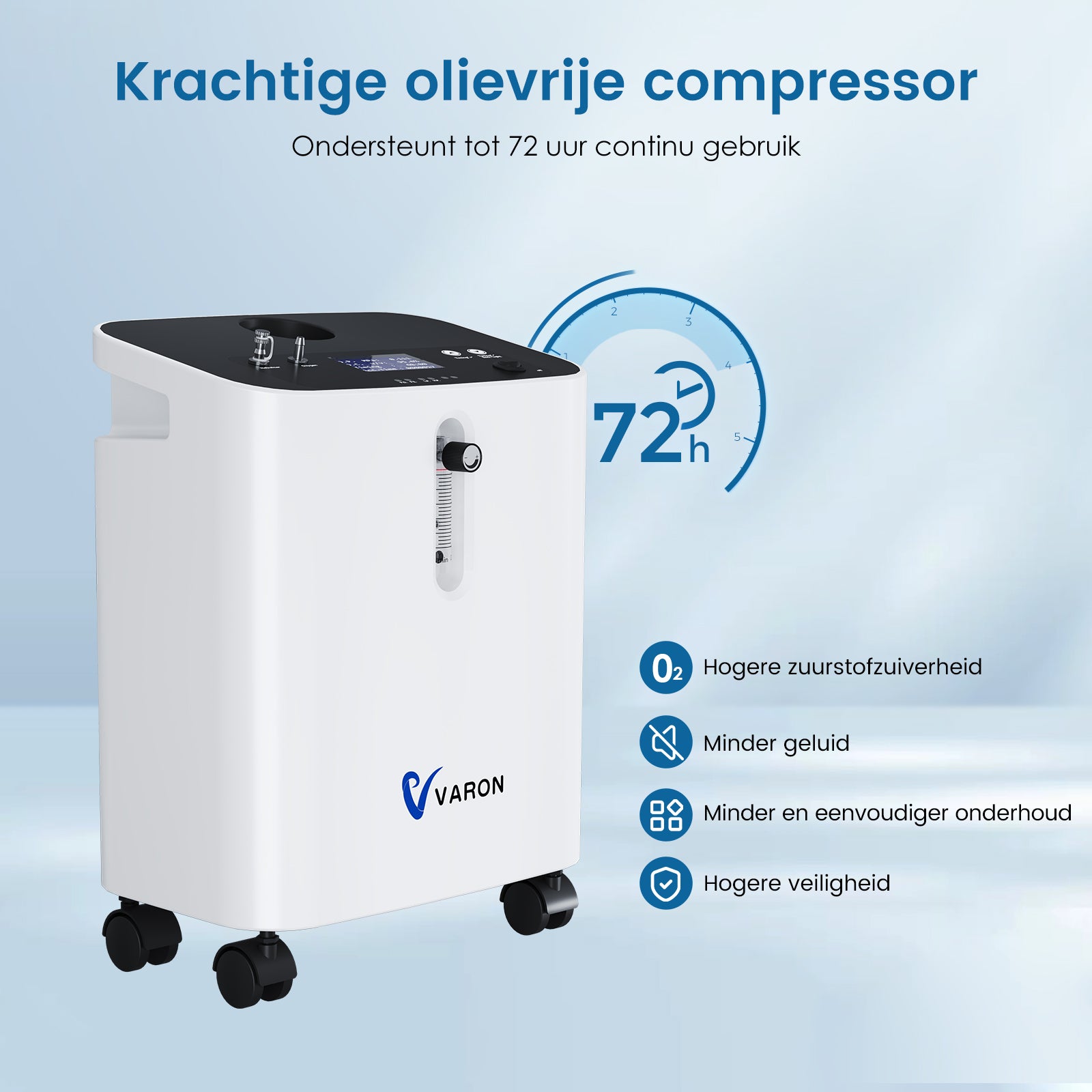 VARON VH-3 PRO Zuurstofconcentrator voor Thuisgebruik | 1-10L/min Instelbaar, Vernevelaarfunctie, Stille Therapie, CE-goedgekeurd